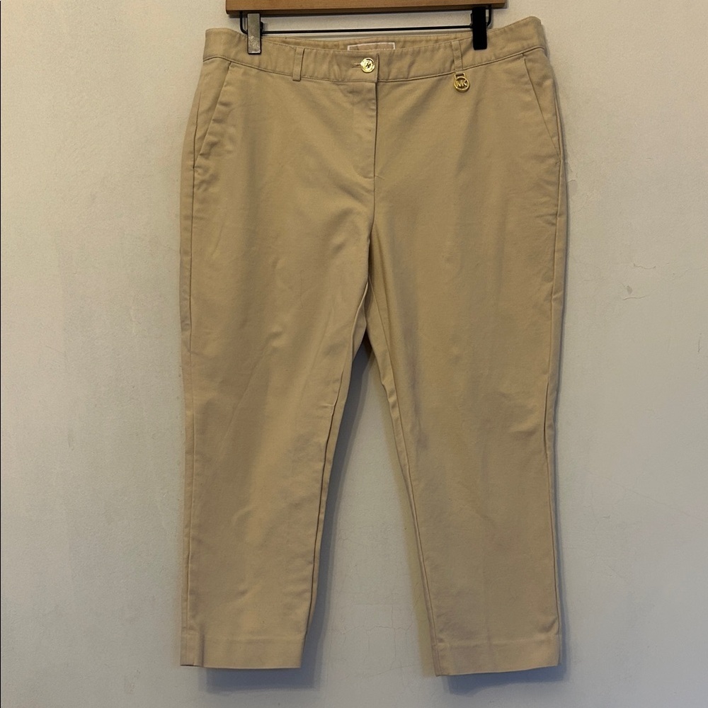 Michael Michael Kors Classic Cropped Khaki Pants Size 12 EUC - Picture 2 of 7